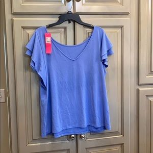 LILY PULITZER RUFFLE SLEEVE TOP